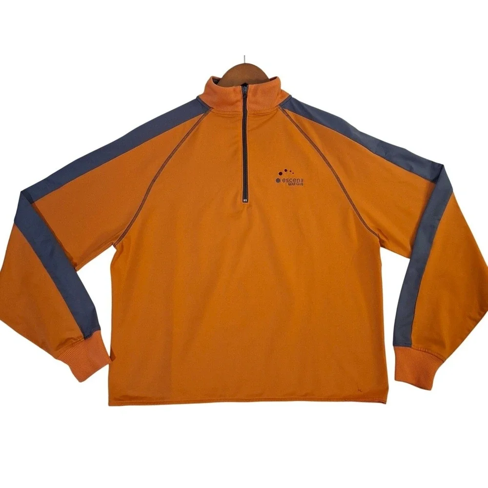 FootJoy Escena Golf Club Mens Small Orange Grey Quarter Zip Pullover Sweater